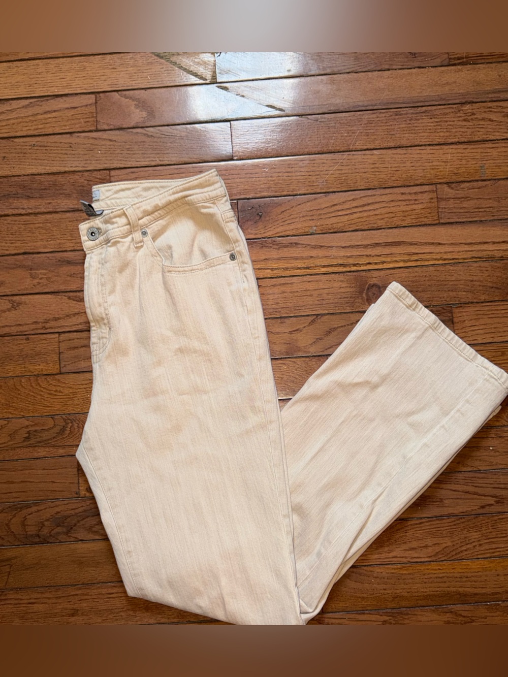 Chicos Platinum Denim Womens 1.5 M 10 Tan Wide Leg Khaki Cargo Trouser Pants Y2K